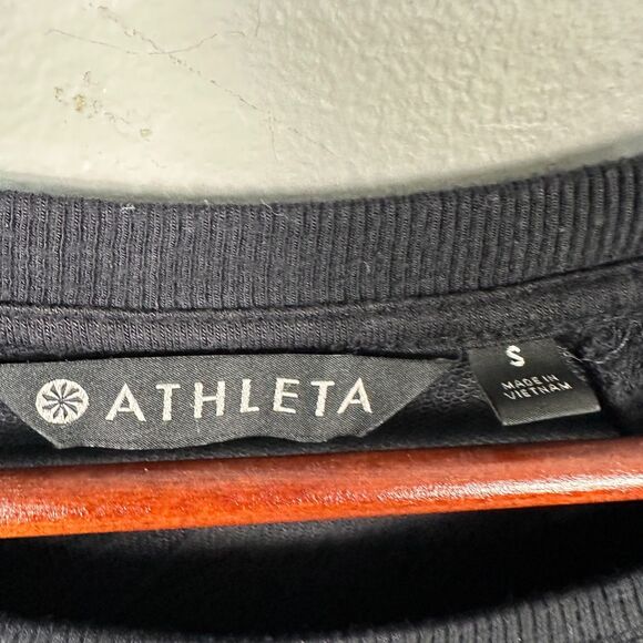 Athleta Mindset Crewneck Sweatshirt Sweater Black Long Sleeve Modal Size Small - Picture 2 of 4